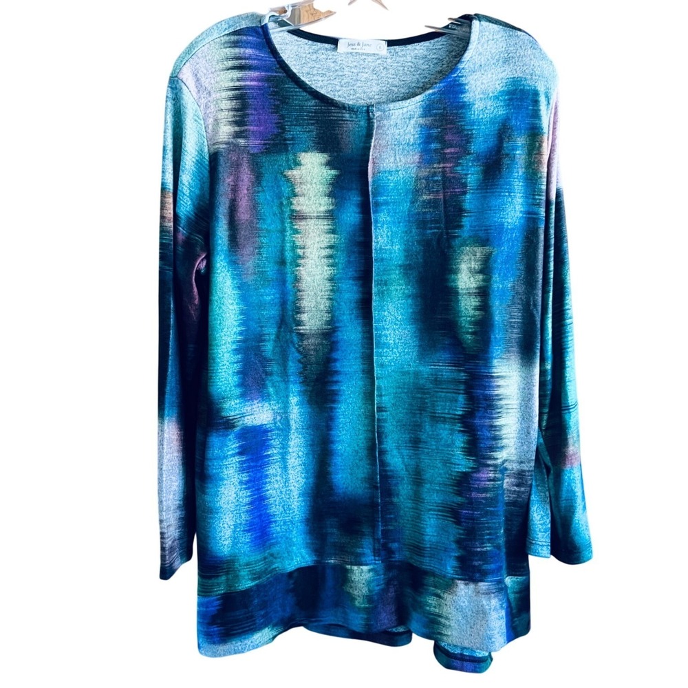 Jess & Jane Large Reflections brushed Tunic Top  Long Sleeve USA Made L